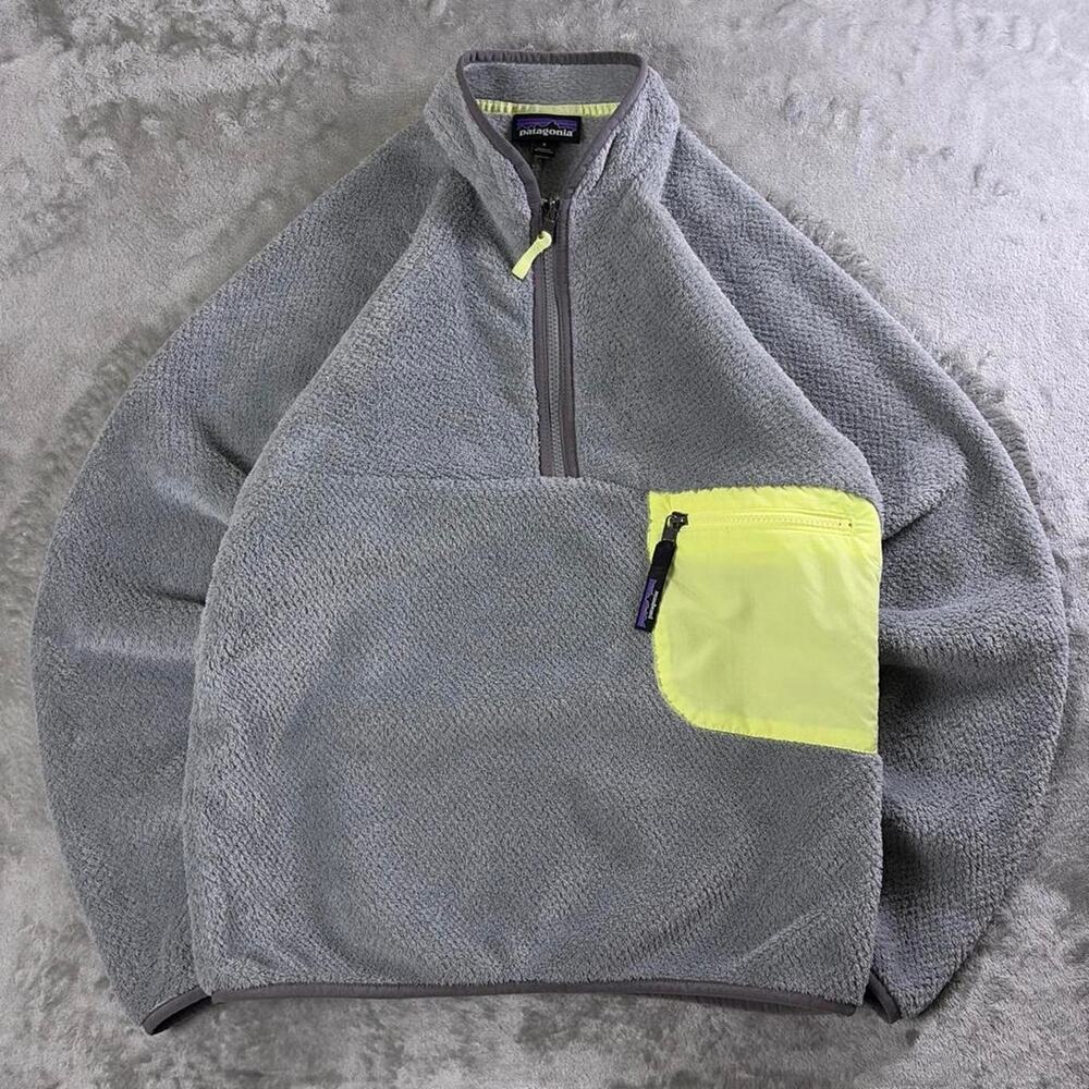 Patagonia Re-Tool Grey/Neon Fleece 1/2-zip Pullover Sweater Women's Size Small